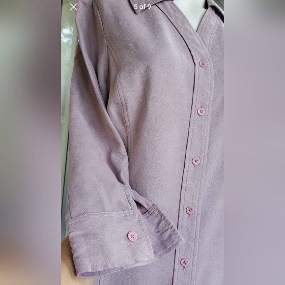 Sonoma Faux Suede ¾ Sleeves Button Cuffs V-neck Button Down Top Shirt Small - Picture 5 of 8